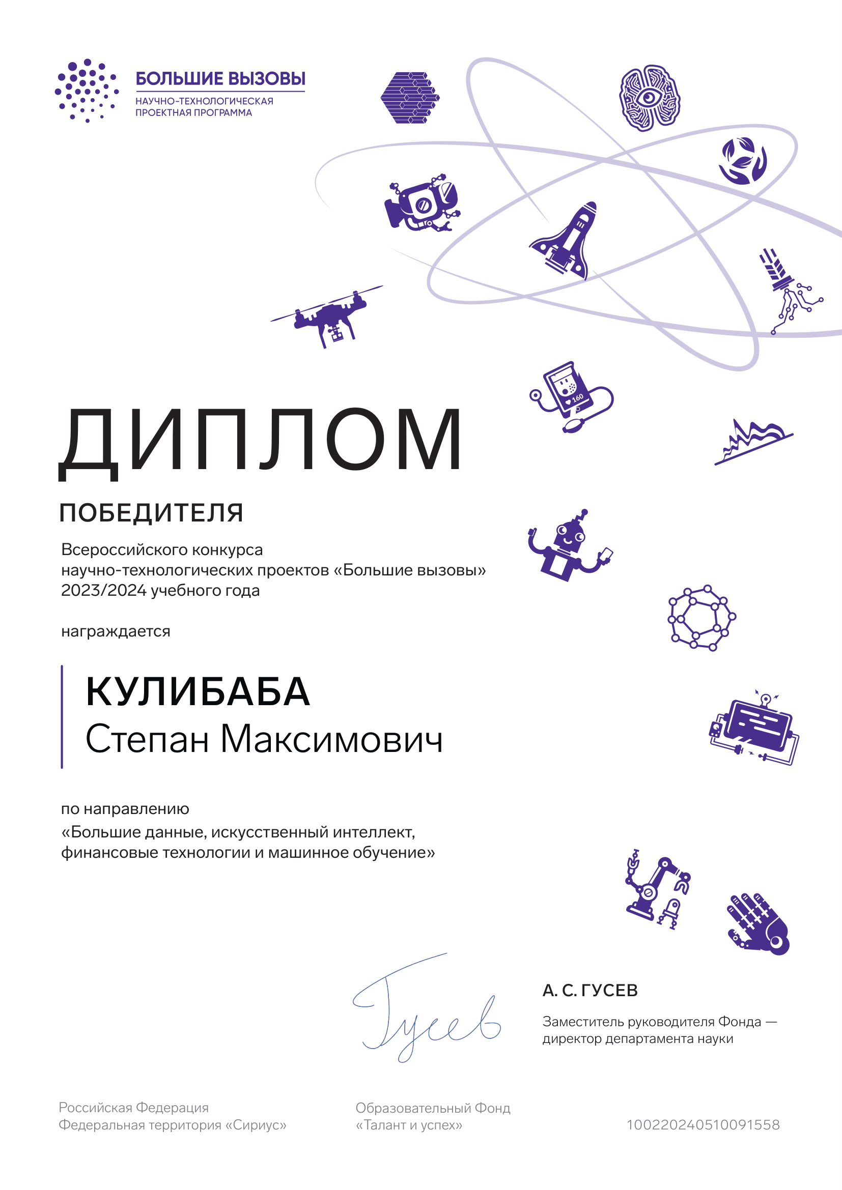 Winner Diploma, Big Challenges 2024